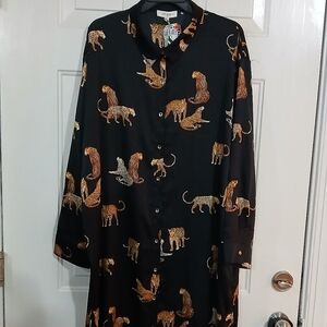 Umgee Black Womens Black Animal  Print Longsleeve